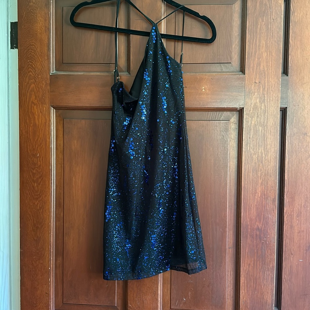 Blue Sequin Mini Bodycon Dress